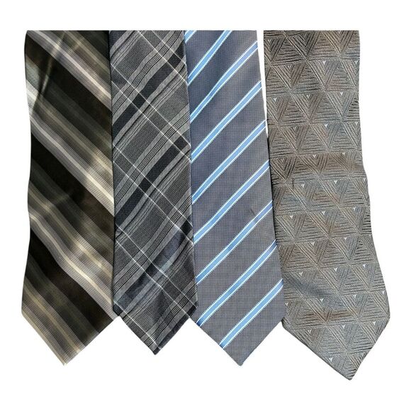 Calvin Klein Merona Kenneth Cole Kailong Gray Colored Men’s Neck Ties Silk 4 - Picture 3 of 4